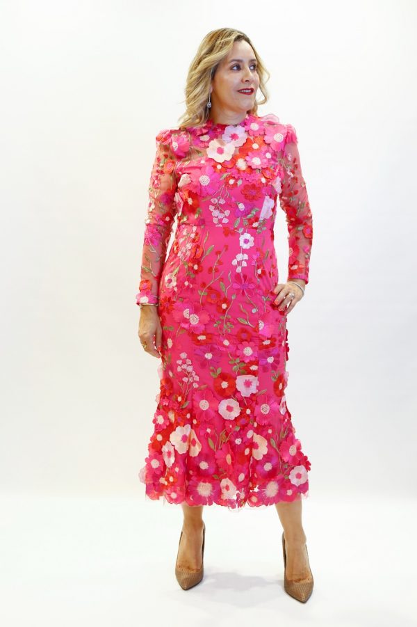 VESTIDO APLICACION DE FLORES - Imagen 2