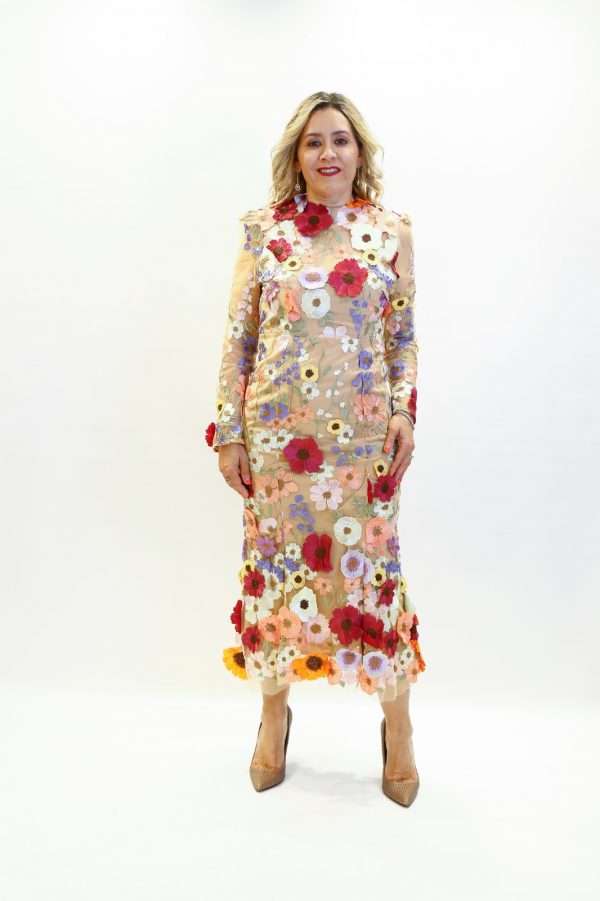 VESTIDO APLICACION DE FLORES - Imagen 3