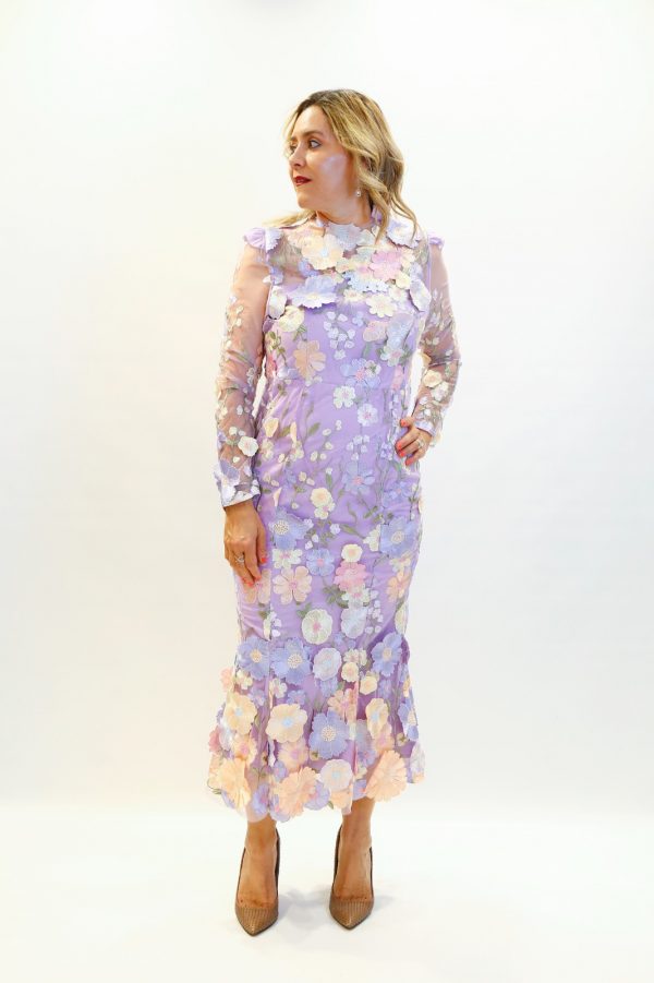 VESTIDO APLICACION DE FLORES - Imagen 4